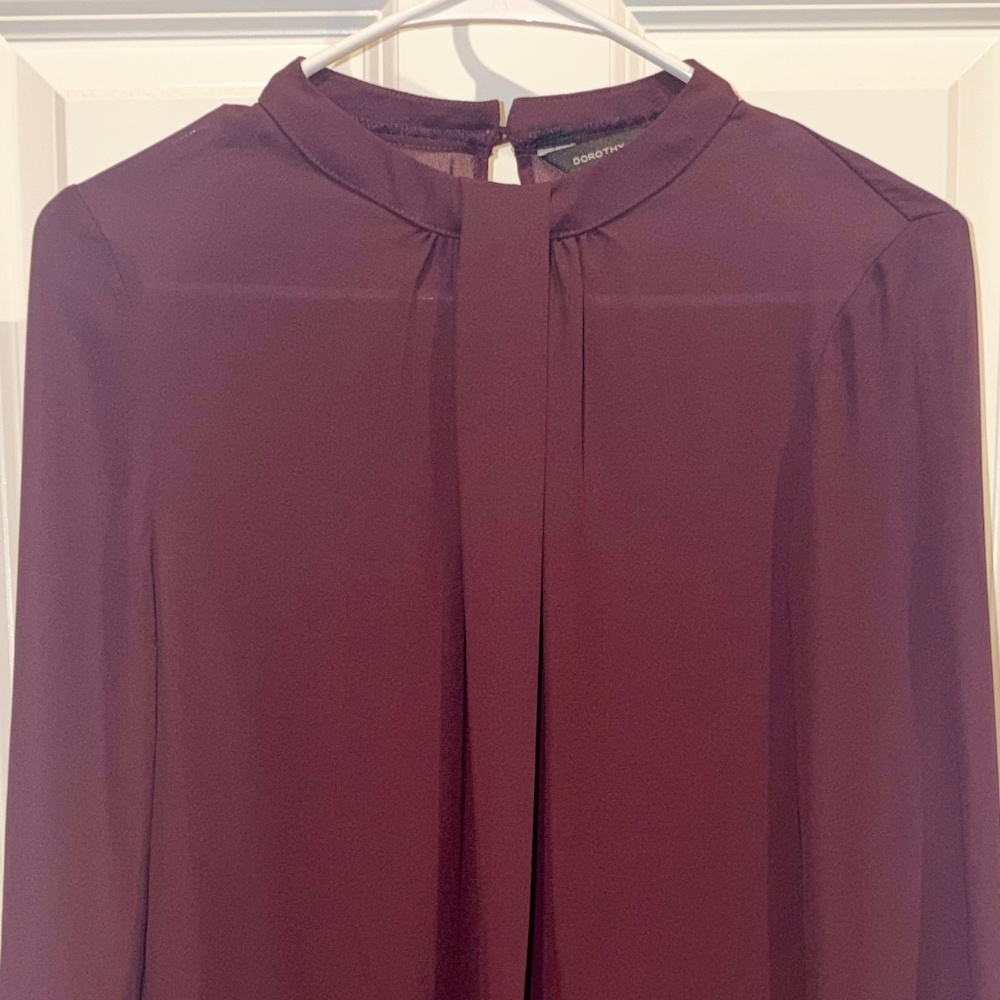 Dorothy Perkins Long Sleeve Blouse – Deep Plum/Burgundy – Size US 6